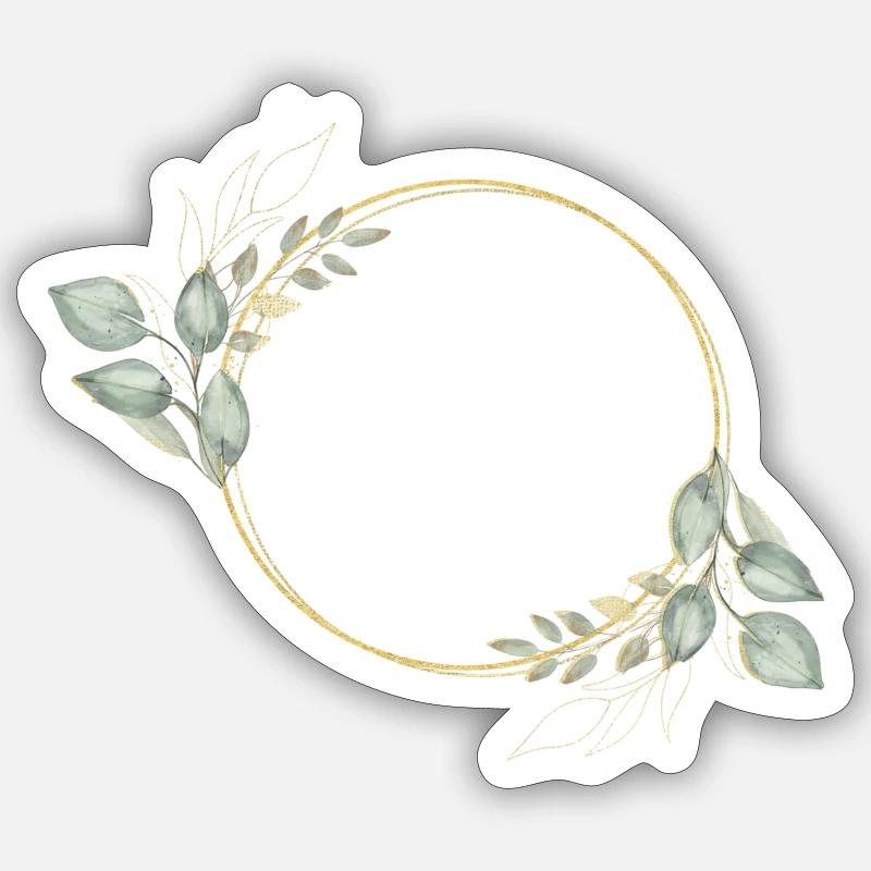 Kranz Elegant Kreis Eukalyptus personalisierbar - Sticker Größe S (10 x 10 cm) - Mattweiß