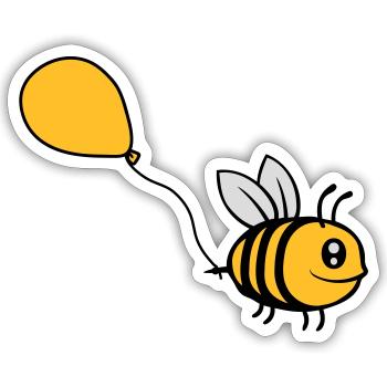 Glückliche Luftballon Biene Comic - Sticker Größe S (10 x 10 cm) - Mattweiß - Vorne