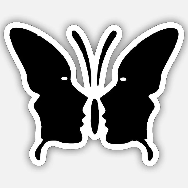 Papillon - Sticker taille S (10 x 10 cm) - blanc mat