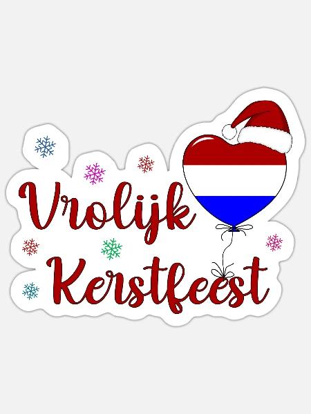 Vrolijk Kerstfest Weihnachten Holland Flagge - Sticker Größe S (10 x 10 cm) - Mattweiß