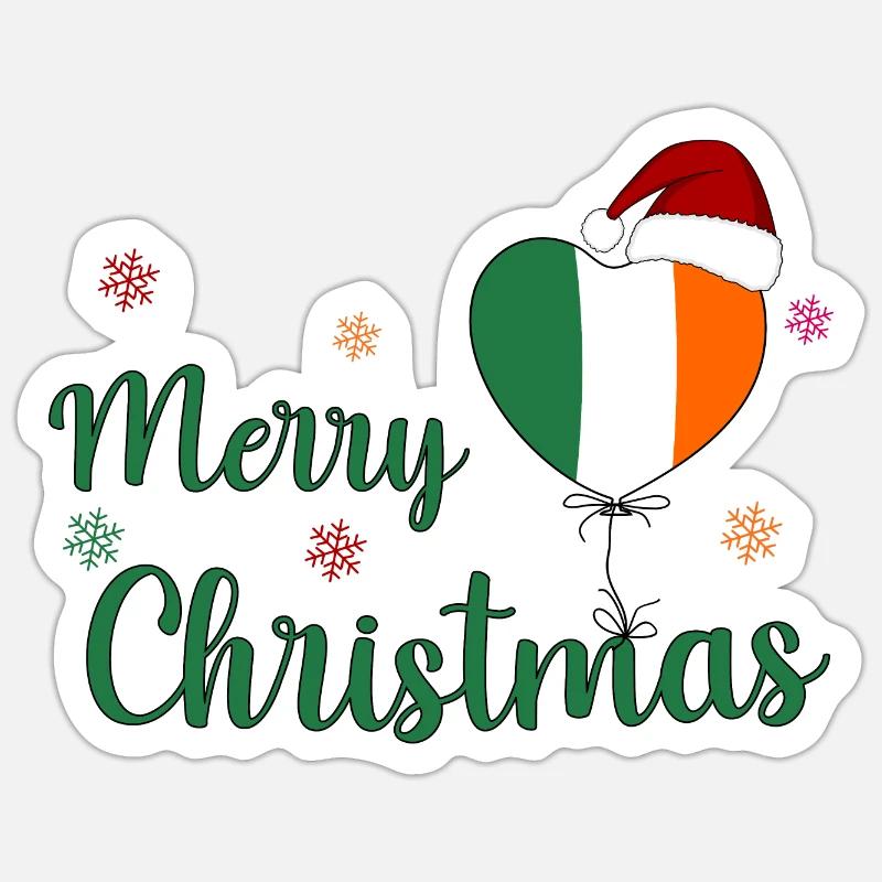 Joyeux Noël Irlande - Sticker taille S (10 x 10 cm) - blanc mat