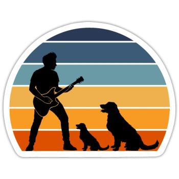 Guitar Player Pet Dog Animal Musician Bassist - Sticker size S (10 x 10 cm) - white matte - Front
