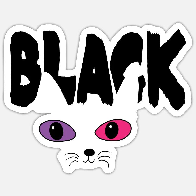 Yeux de chat - Sticker taille S (10 x 10 cm) - blanc mat
