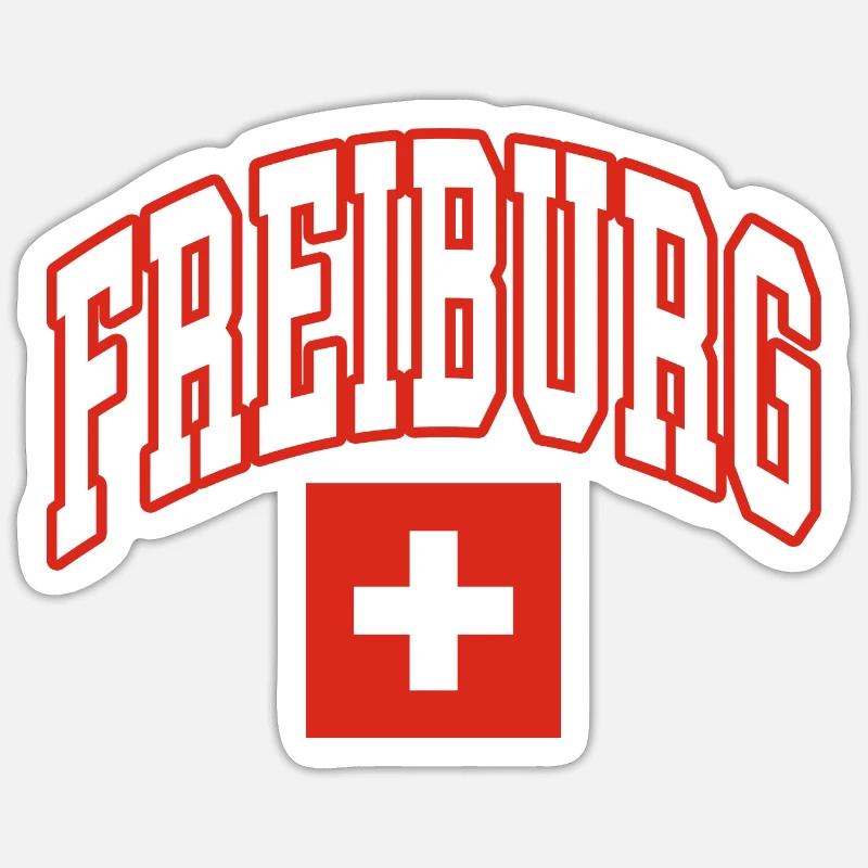 Fribourg drapeau suisse - Sticker taille S (10 x 10 cm) - blanc mat