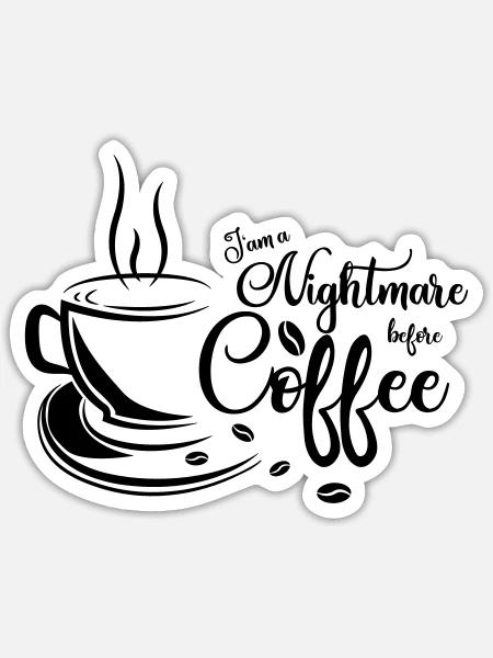 Kaffe Tasse eng - Sticker Größe S (10 x 10 cm) - Mattweiß
