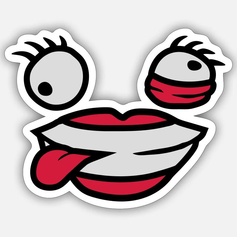 Verrücktes weibliches Comic Gesicht Sticker Größe S (10 x 10 cm)