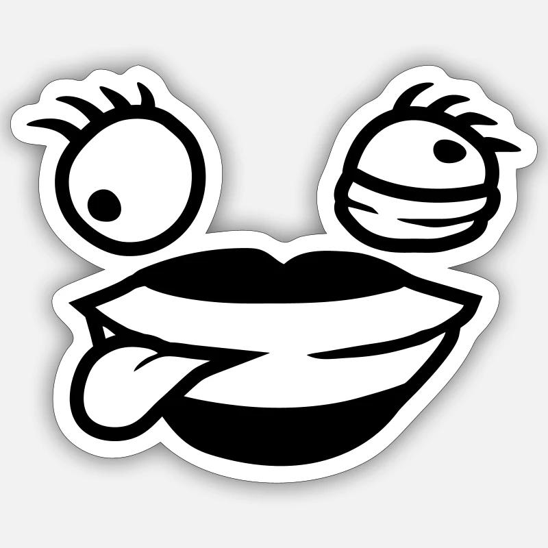Comic Face Crazy Woman - Sticker taille S (10 x 10 cm) - blanc mat