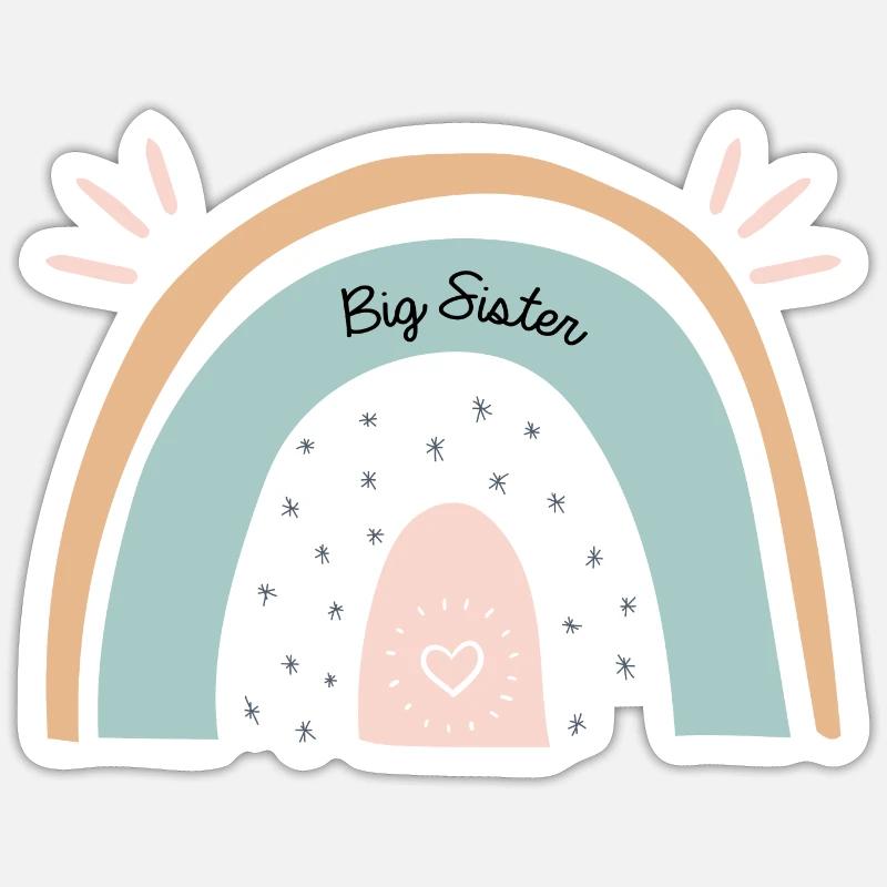 Große Schwester Regenbogen Sticker Größe S (10 x 10 cm)