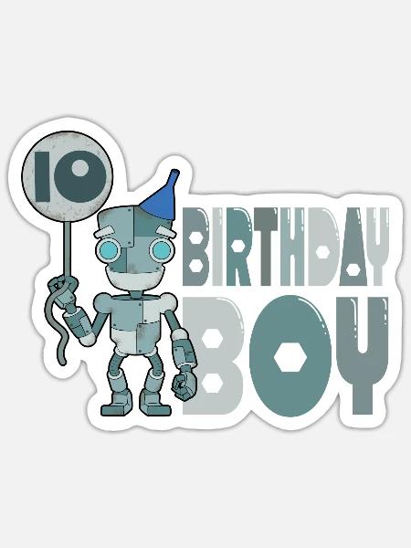 10. Geburtstag Roboter - Sticker Größe S (10 x 10 cm) - Mattweiß