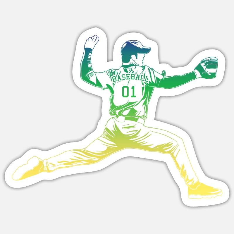 Lanceur de baseball - Sticker taille S (10 x 10 cm) - blanc mat