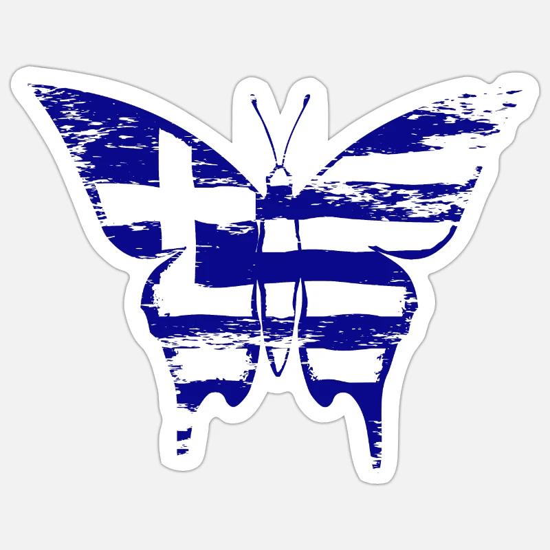 Drapeau de la Grèce Papillon utilisé Sticker taille S (10 x 10 cm)