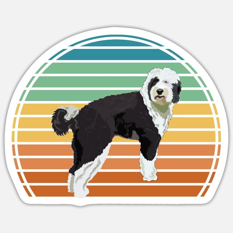 Sheepadoodle Doodle Dog - Sticker taille S (10 x 10 cm) - blanc mat