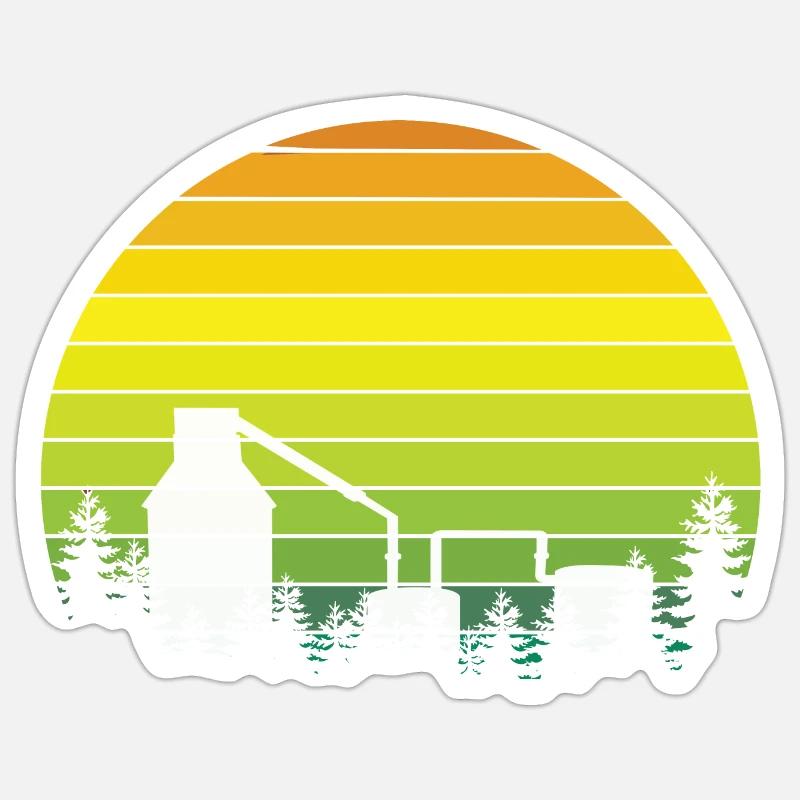 Distillery Forest Sunset Natur Geschenkidee Sticker Größe S (10 x 10 cm)