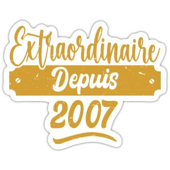 Extraordinaire Depuis 2007 | Cadeau Anniversaire - Sticker taille S (10 x 10 cm) - blanc mat - Devant