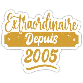 Extraordinaire Depuis 2005 | Cadeau Anniversaire - Sticker taille S (10 x 10 cm) - blanc mat - Devant