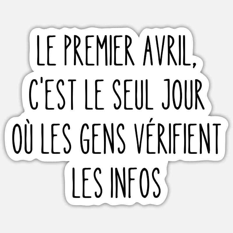 premier avril - Sticker taille S (10 x 10 cm) - blanc mat