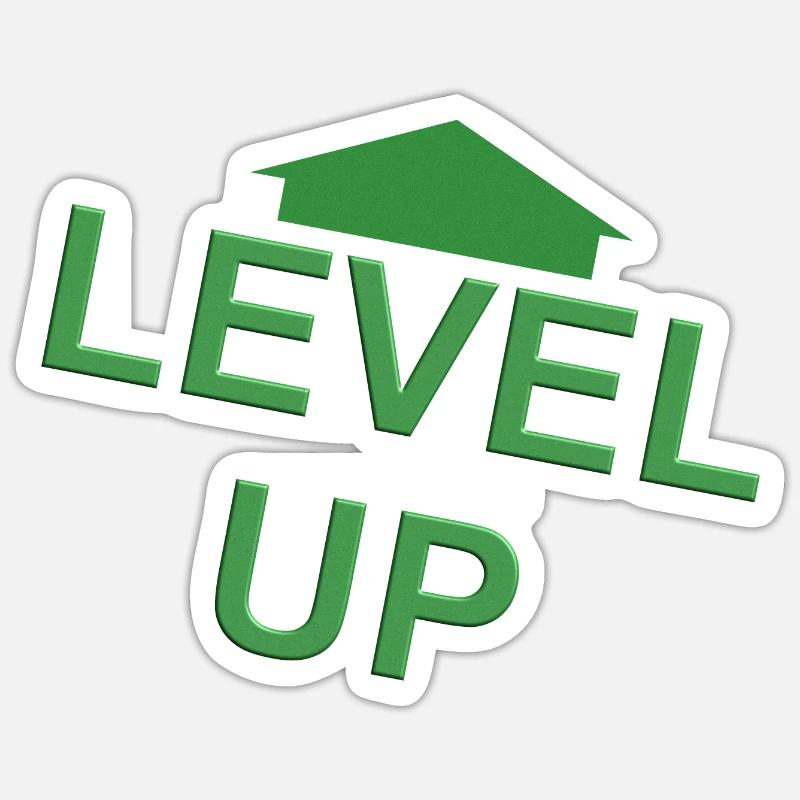 Level Up vert flèche Sticker taille S (10 x 10 cm)