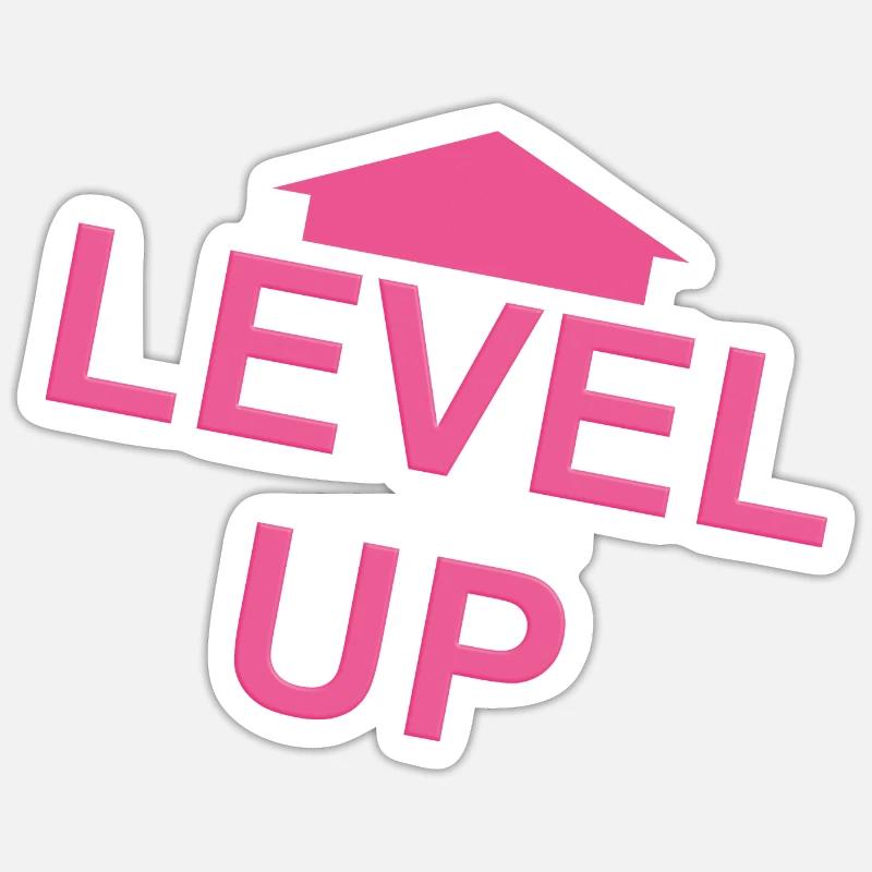 Rosa Pfeil zum Levelaufstieg - Sticker Größe S (10 x 10 cm) - Mattweiß