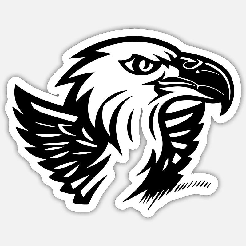eagle's head with small wings - Sticker size S (10 x 10 cm) - white matte