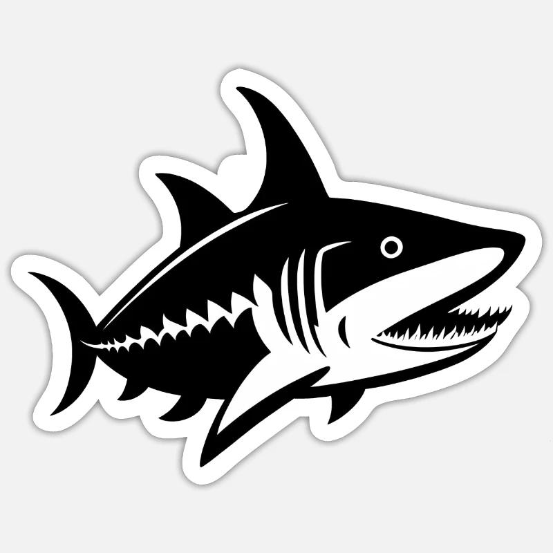 Requin - Sticker taille S (10 x 10 cm) - blanc mat