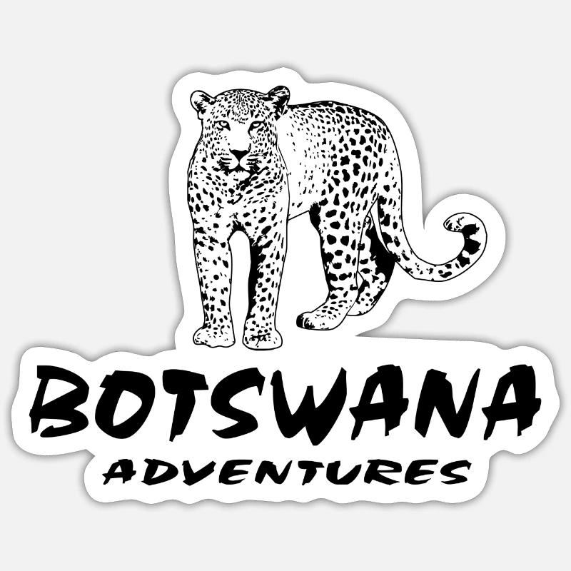 Botswana - Léopard - Sticker taille S (10 x 10 cm) - blanc mat