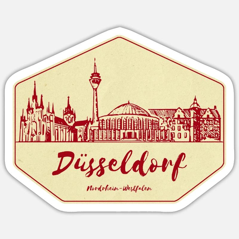 Dusseldorf Skyline Badge - Sticker size S (10 x 10 cm) - white matte