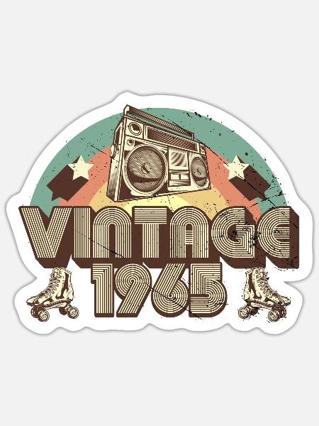 1965 Geburtstag geboren im Jahr 1965 Retro Vintage - Sticker Größe S (10 x 10 cm) - Mattweiß
