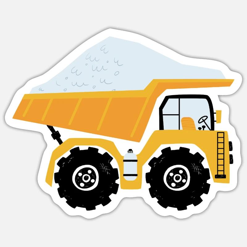 Camion engin pour garçon - Sticker taille S (10 x 10 cm) - blanc mat