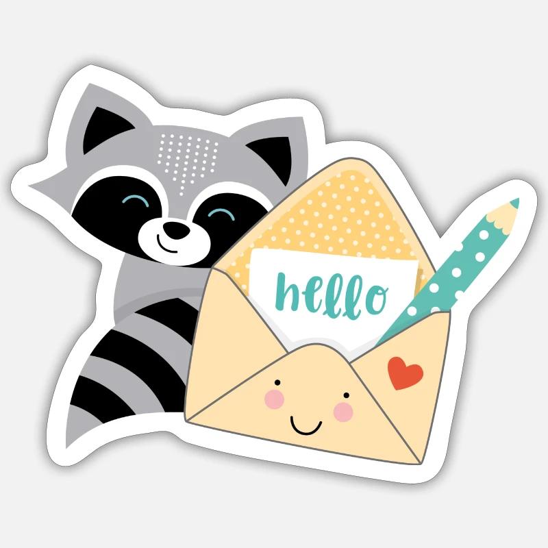Poste de raton laveur - Sticker taille S (10 x 10 cm) - blanc mat