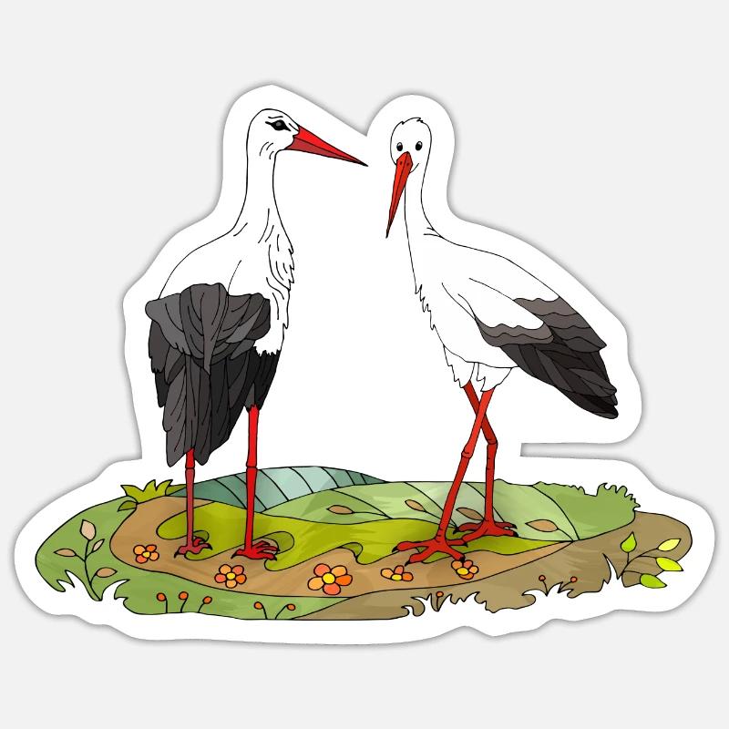 Cigognes - Sticker taille S (10 x 10 cm) - blanc mat