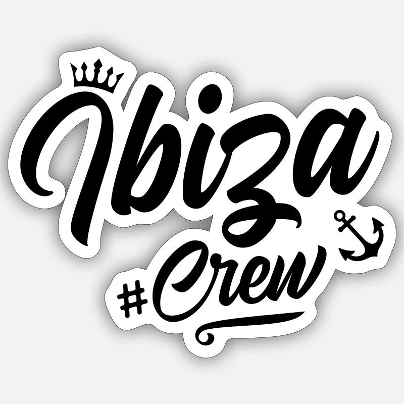 Ibiza Crew - Sticker Größe S (10 x 10 cm) - Mattweiß