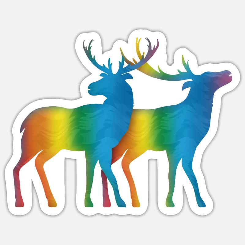 Cerf - Sticker taille S (10 x 10 cm) - blanc mat