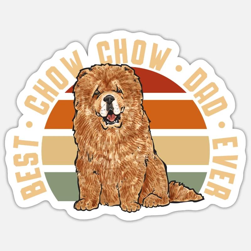 Chow Chow Chien - Sticker taille S (10 x 10 cm) - blanc mat