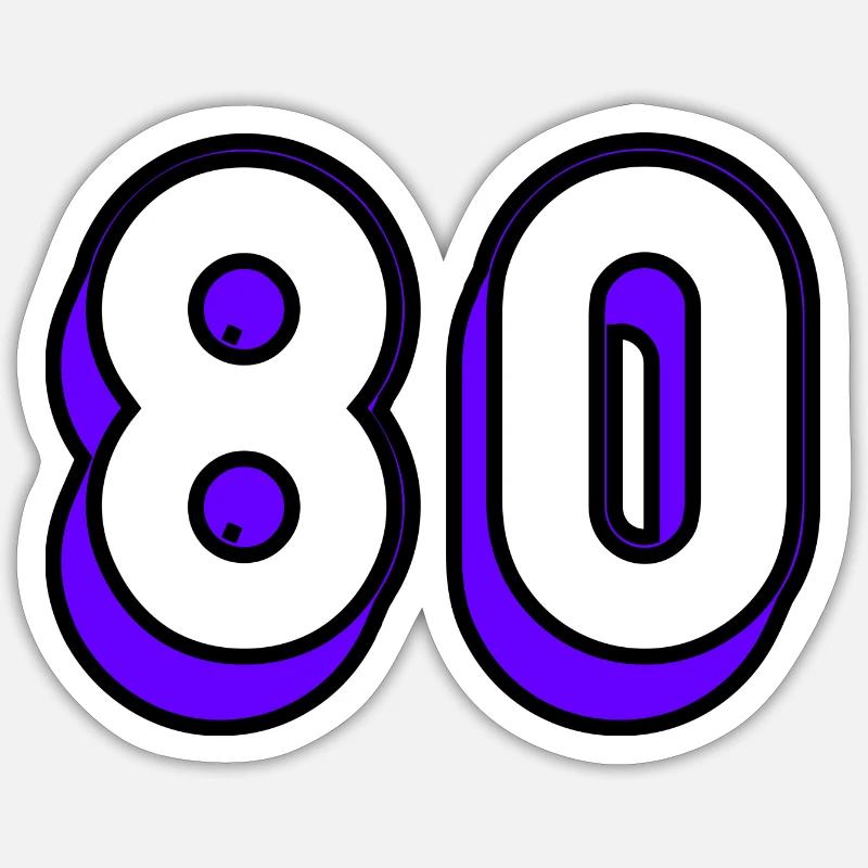80. 80 ANS. 80e ANNIVERSAIRE. ANNIVERSAIRE 80 ANS - Sticker taille S (10 x 10 cm) - blanc mat