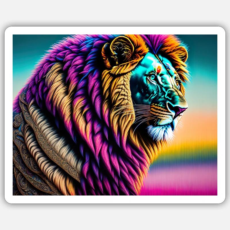 Lion - Sticker taille S (10 x 10 cm) - blanc mat
