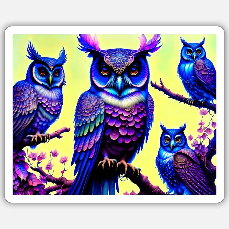 Eule - Sticker Größe S (10 x 10 cm) - Mattweiß