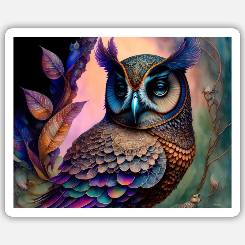 Eule - Sticker Größe S (10 x 10 cm) - Mattweiß