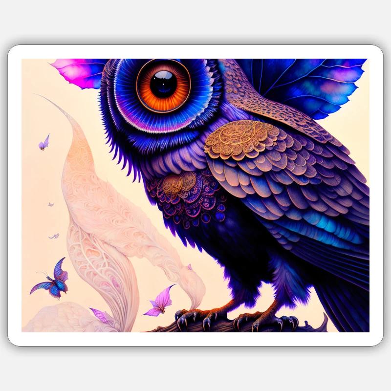 Eule - Sticker Größe S (10 x 10 cm) - Mattweiß