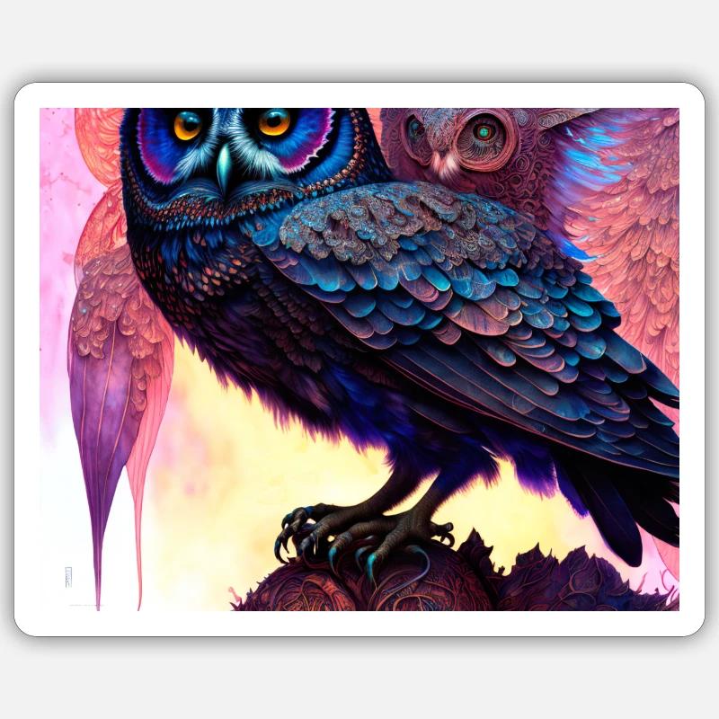 Eule - Sticker Größe S (10 x 10 cm) - Mattweiß