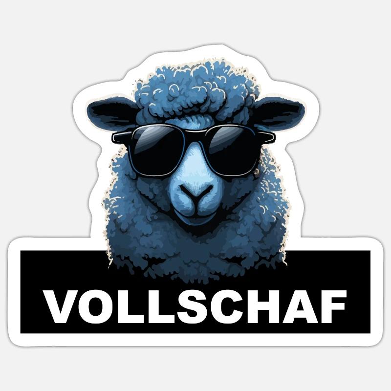 Cooles Schaf - Sticker Größe S (10 x 10 cm) - Mattweiß