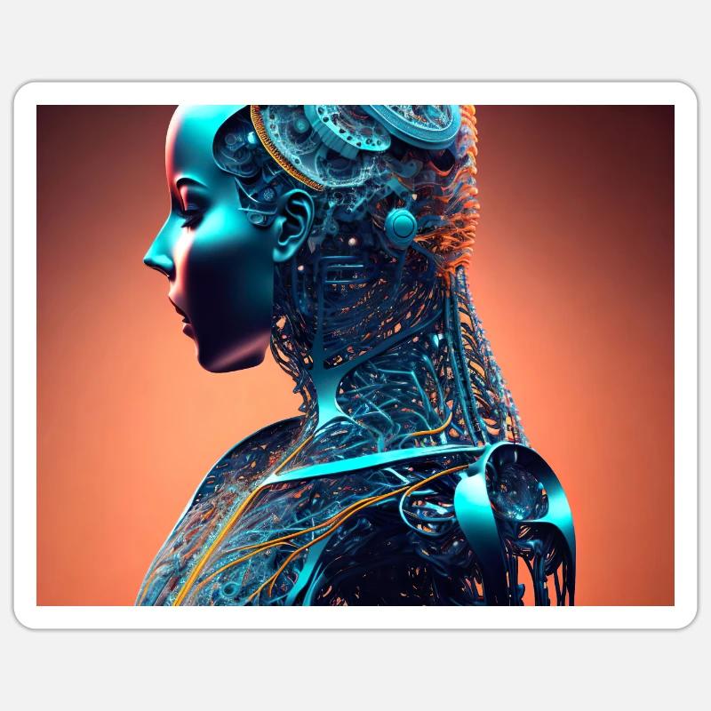 Biomechanical human being - Sticker size S (10 x 10 cm) - white matte