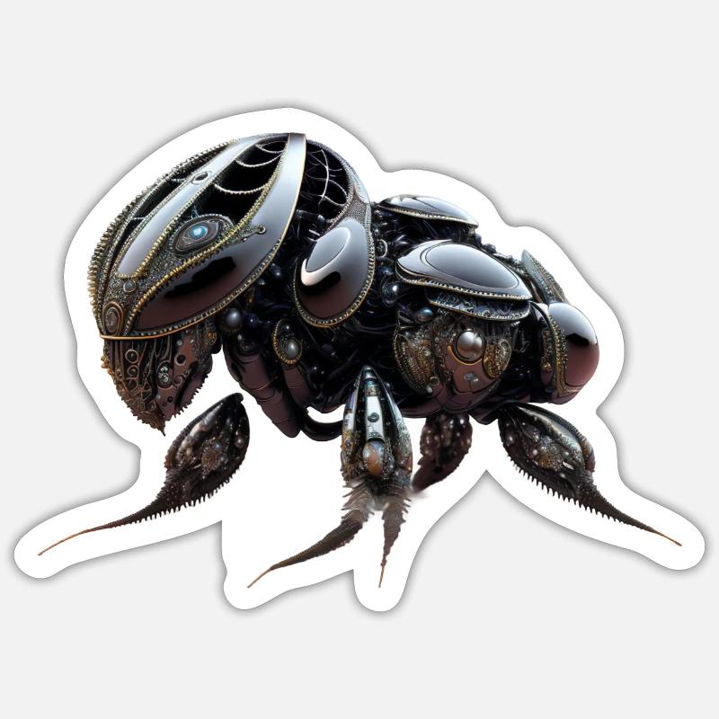 Robot coléoptère éléphant - Sticker taille S (10 x 10 cm) - blanc mat