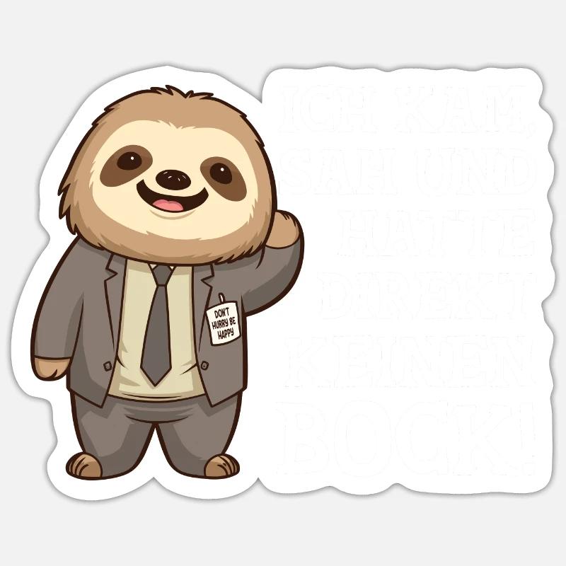 Faultier Chef Spruch - Mitarbeiter Geschenk Büro - Sticker Größe S (10 x 10 cm) - Mattweiß