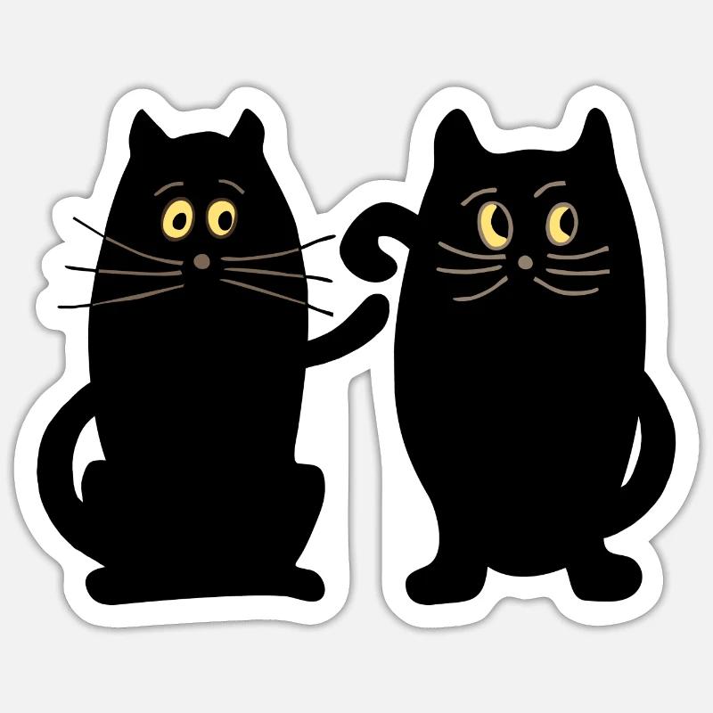 Chats - Sticker taille S (10 x 10 cm) - blanc mat