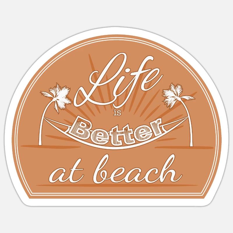 La vie à la plage - Sticker taille S (10 x 10 cm) - blanc mat