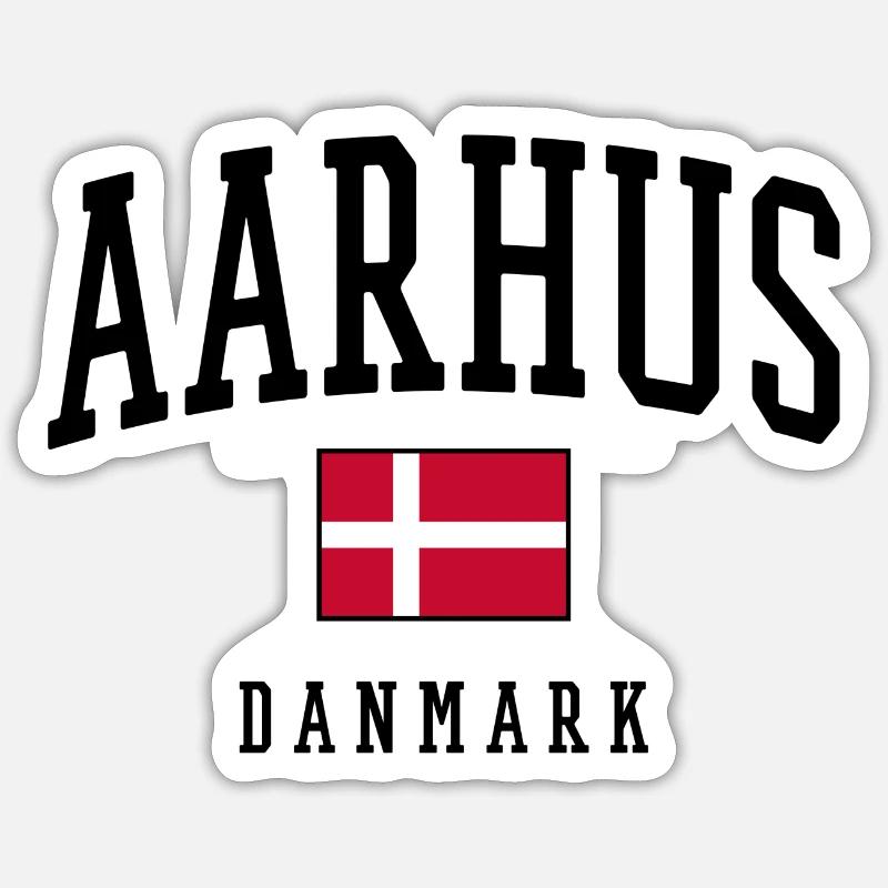 AARHUS DANMARK – Conception du drapeau du Danemark Sticker taille S (10 x 10 cm)