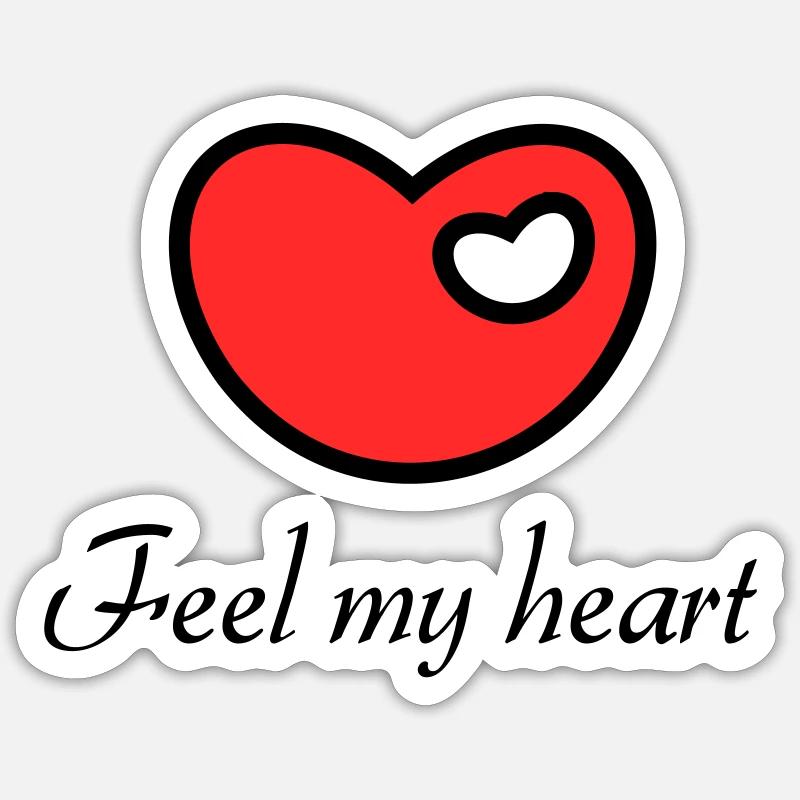 Feel my heart - Sticker Größe S (10 x 10 cm) - Mattweiß