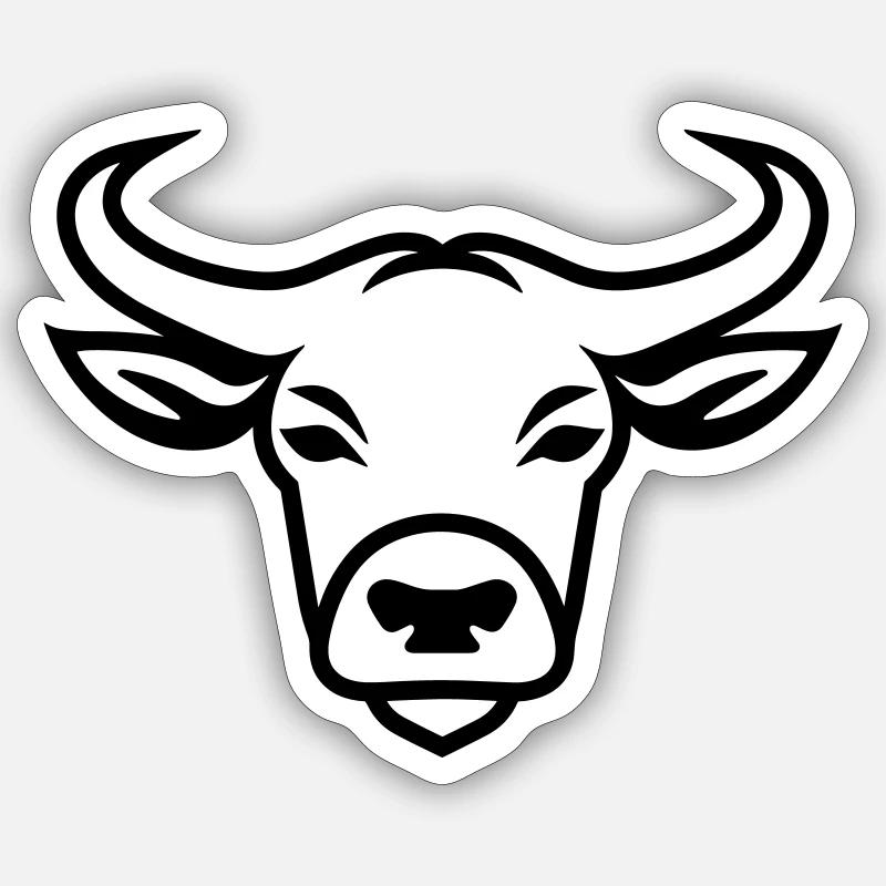 Büffel - Sticker Größe S (10 x 10 cm) - Mattweiß