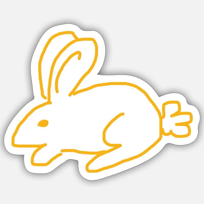 Fisherman's Hat with Rabbit - Sticker size S (10 x 10 cm) - white matte