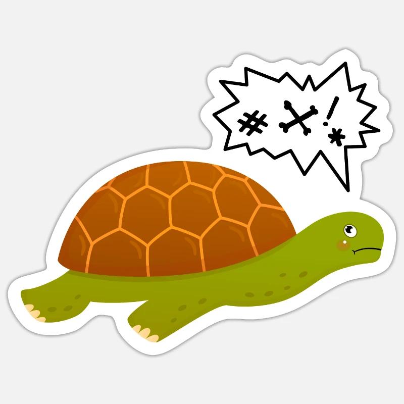 Grumpy Turtle Swearing Illustration Sticker size S (10 x 10 cm)